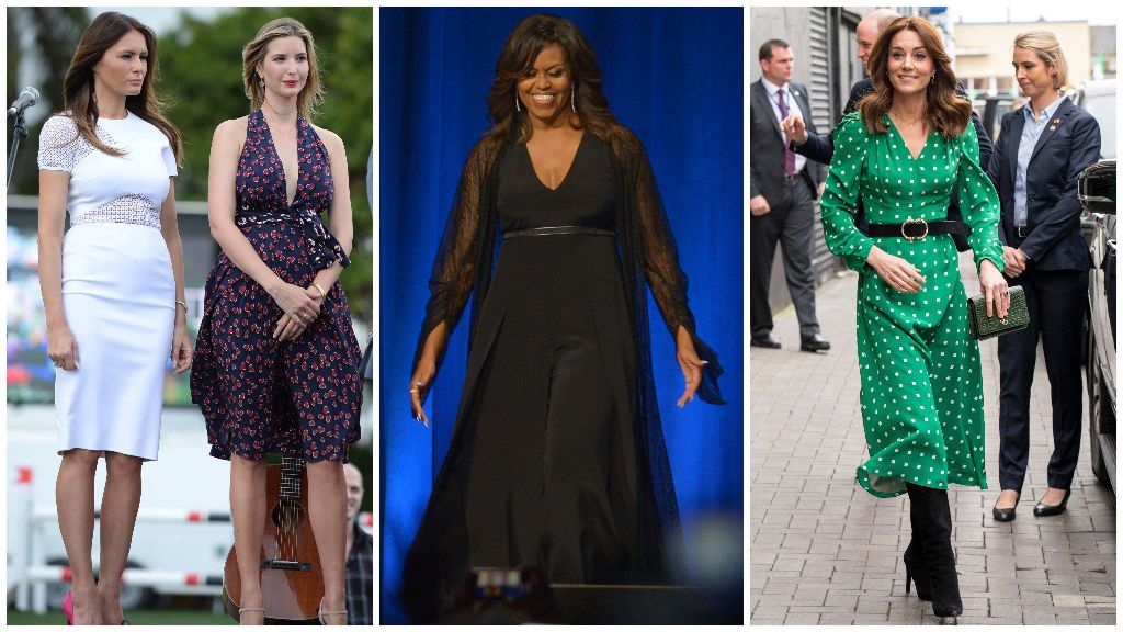 Melania e Ivanka Trump, a la izquierda; Michelle Obama, en el centro de la imagen y Kate Middleton, situada a la derecha.
