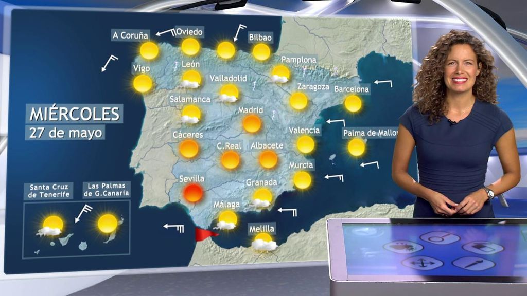 Predicción del tiempo para el martes y miércoles, días 26 y 27