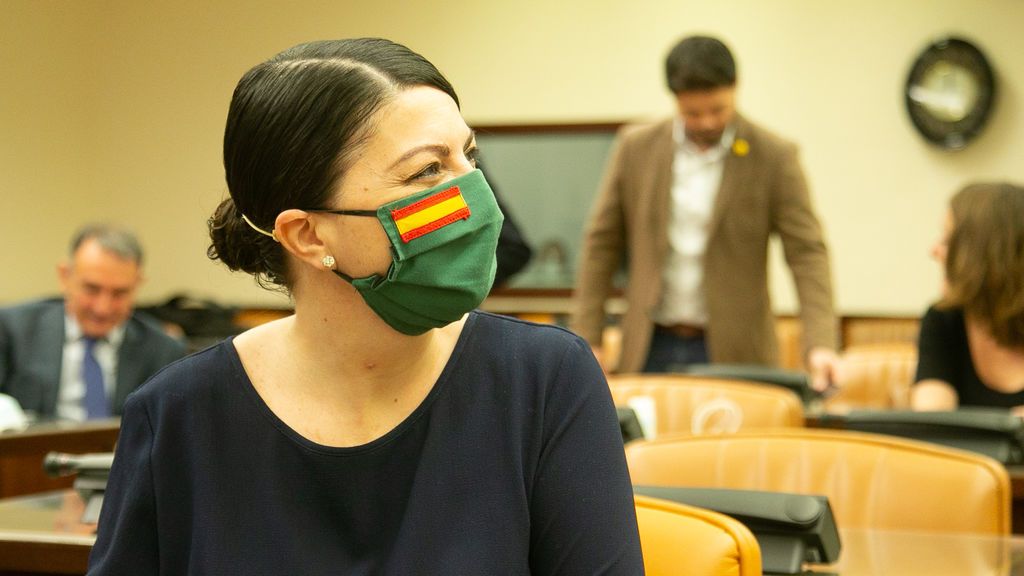 La diputada de Vox Macarena Olona en la comisión de Interior del Congreso.