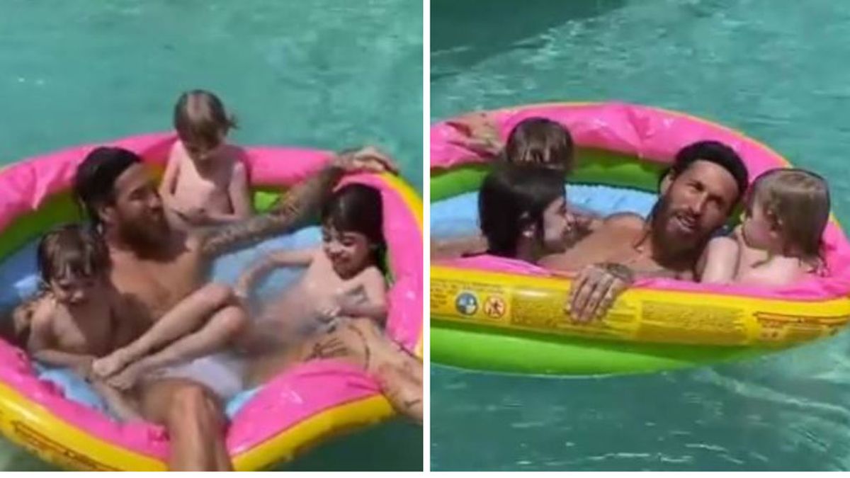 Sergio Ramos y sus hijos se lo pasan en grande en la piscina con mensaje a Pilar Rubio incluido: "Te queremos mucho"