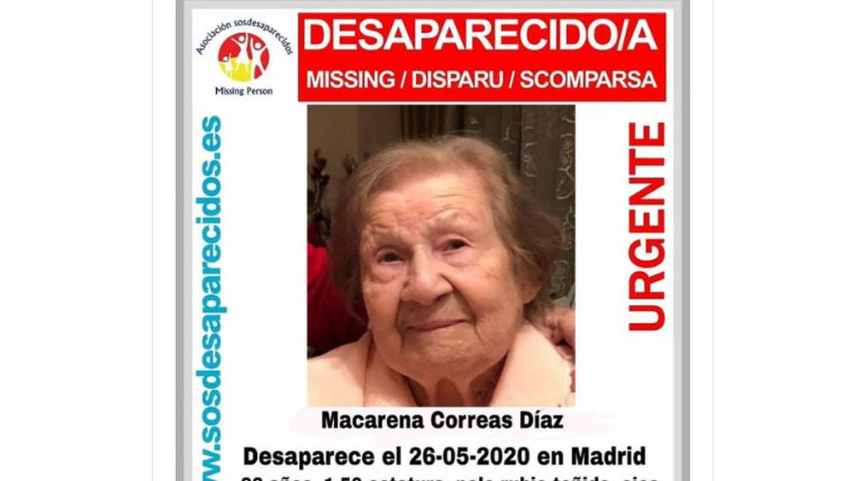 Se busca a Macarena Correas Díaz, de 92 años, en el distrito madrileño de Moratalaz