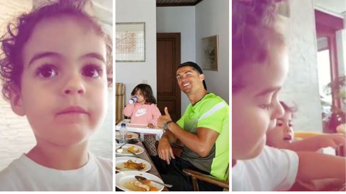 A la hija de Cristiano Ronaldo se le escapa el alimento que no les deja comer el portugués: "No, que papá se enfada" A la hija de Cristiano Ronaldo se le escapa el alimento que no les deja comer el portugués: "No, que papá se enfada"