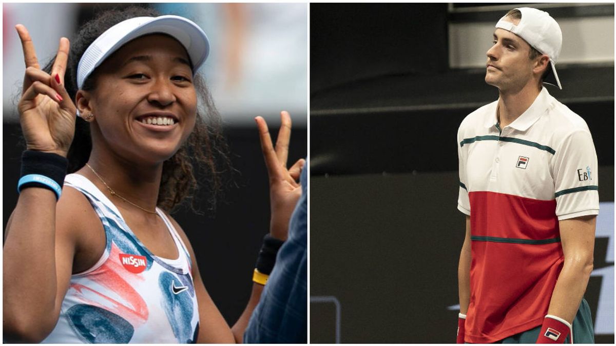 Naomi Osaka y John Isner, en un partido. Naomi Osaka y John Isner, en un partido.