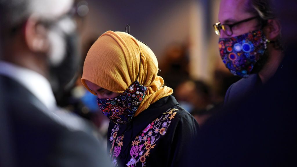 La congresista Ilhan Omar en el funeral de George Floyd