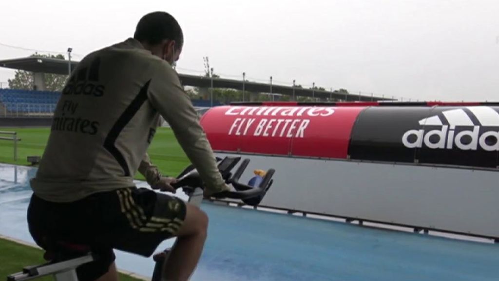 Hazard, entrenando en Valdebebas.