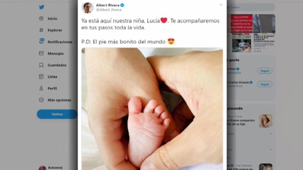Albert Rivera y Malú anuncian el nacimiento de su hija Lucía