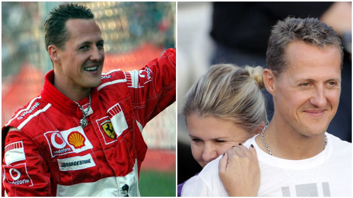 Michael Schumacher, en Ferrari y con su mujer Corinna.