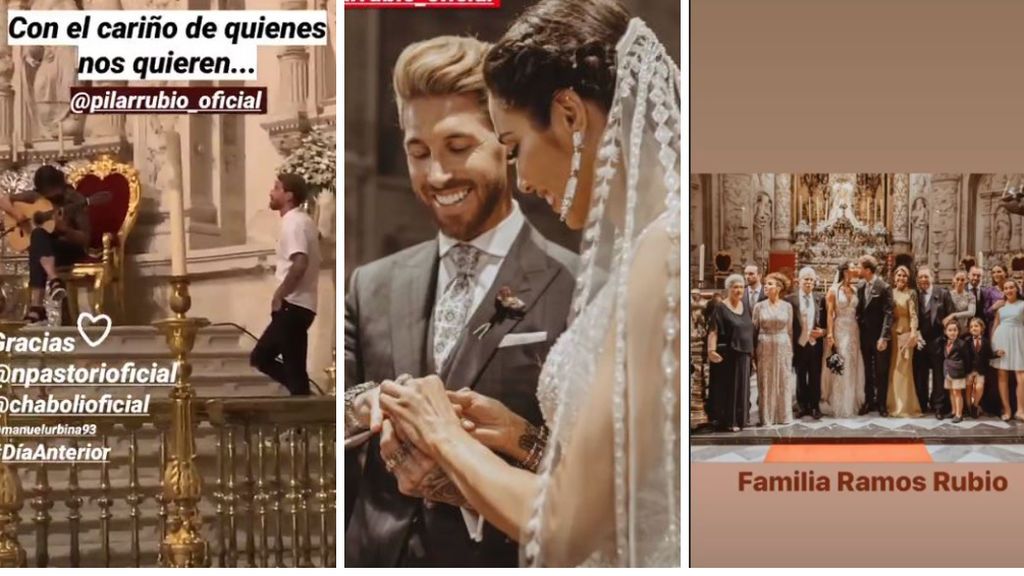 Sergio Ramos y Pilar Rubio durante su boda