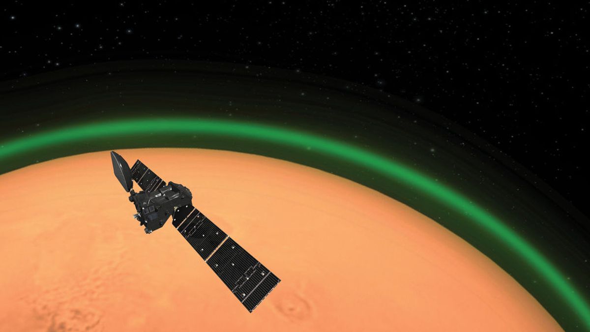 El orbitador TGo registra un resplandor verdoso en Marte