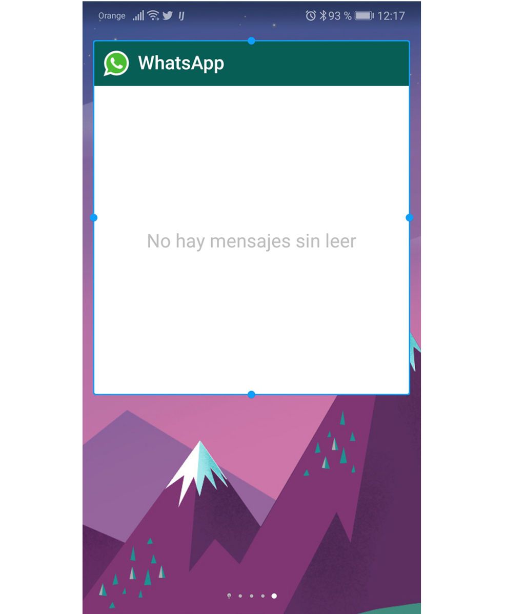 El widget de WhatsApp instalado en el móvil