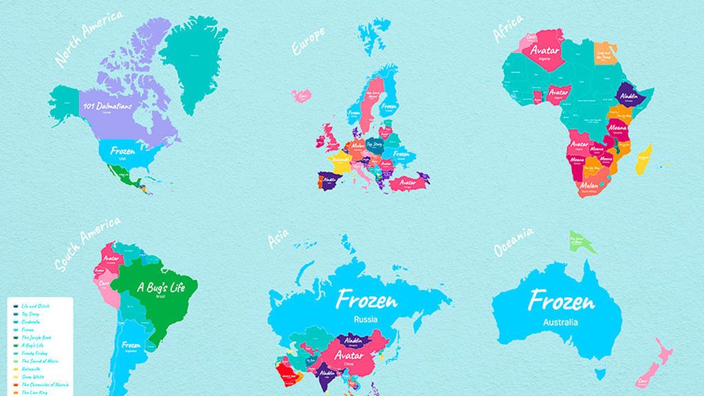 Disney Favourites Continents Map