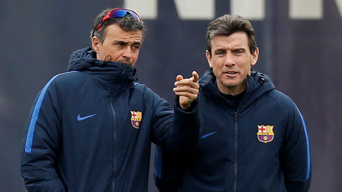 Juan Carlos Unzué, junto a Luis Enrique, en su etapa en el Barcelona.