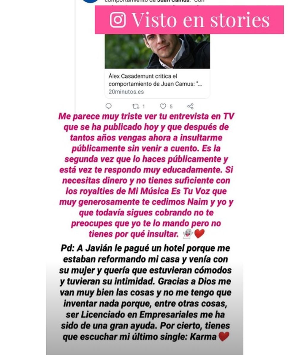 Juan Camus responde a Àlex Casademunt