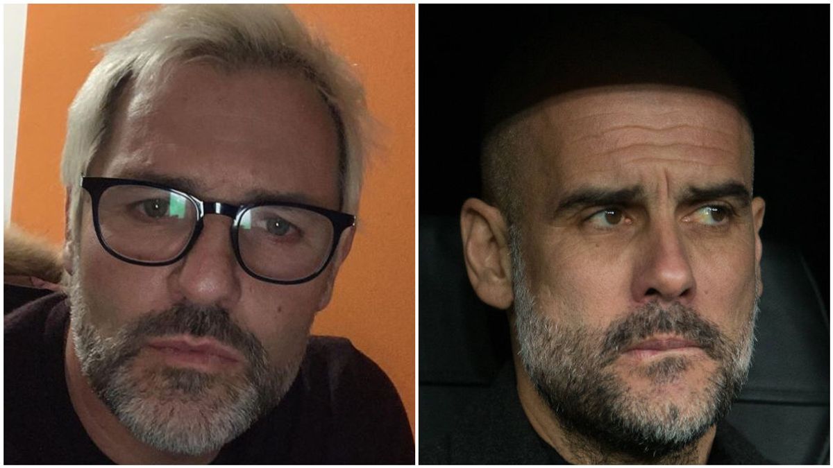 Santi Cañizares, en su Instagram,  y Pep Guardiola, en un banquillo.