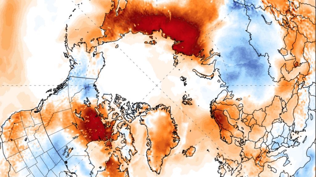 El círculo polar ártico a 38 grados centígrados, la temperatura más alta registrada tan al norte El círculo polar ártico a 38 grados centígrados, la temperatura más alta registrada tan al norte