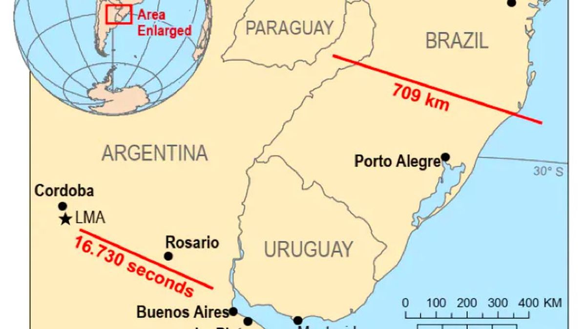 Registran el 'megarelámpago' más largo de la historia : atravesó desde Argentina a Brasil