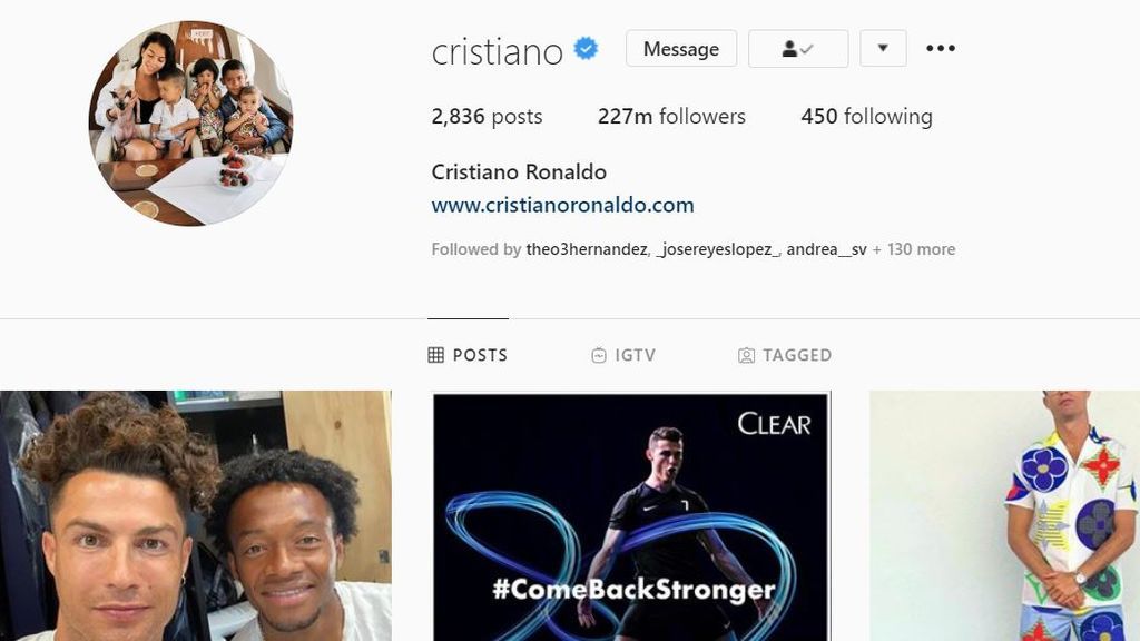 Cristiano cambia su imagen de marca por una foto de su familia