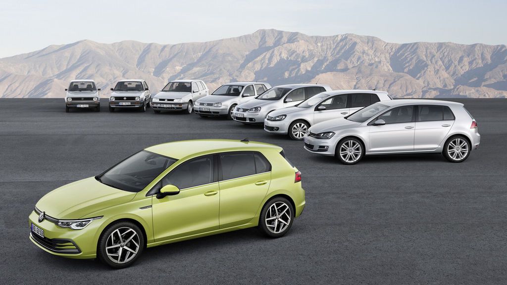 TODAS LAS GENERACIONES DEL VOLKSWAGEN GOLF CON LA OCTAVA DELANTE