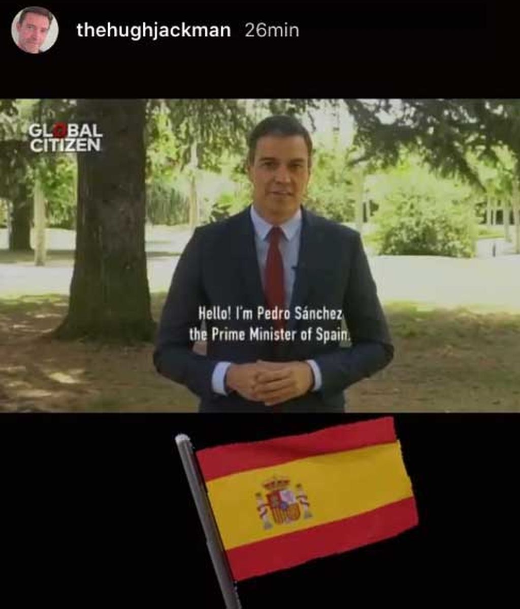 Story de Hugh Jackman con un vídeo de Pedro Sánchez