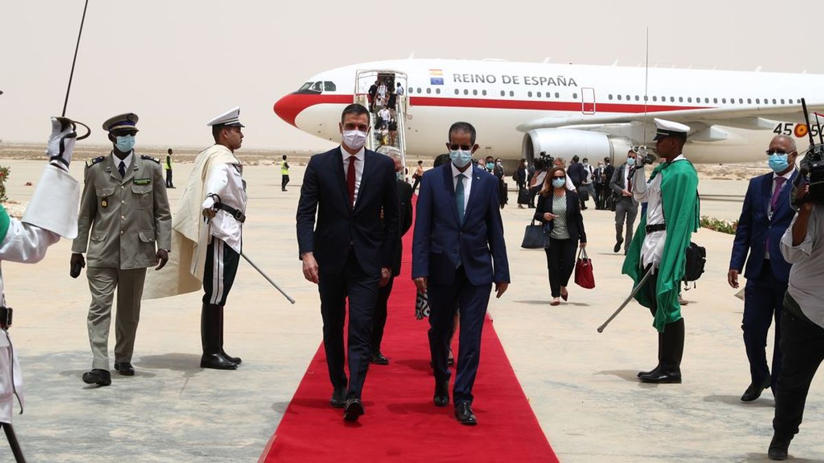 Sánchez a su llegada a Mauritania Sánchez a su llegada a Mauritania