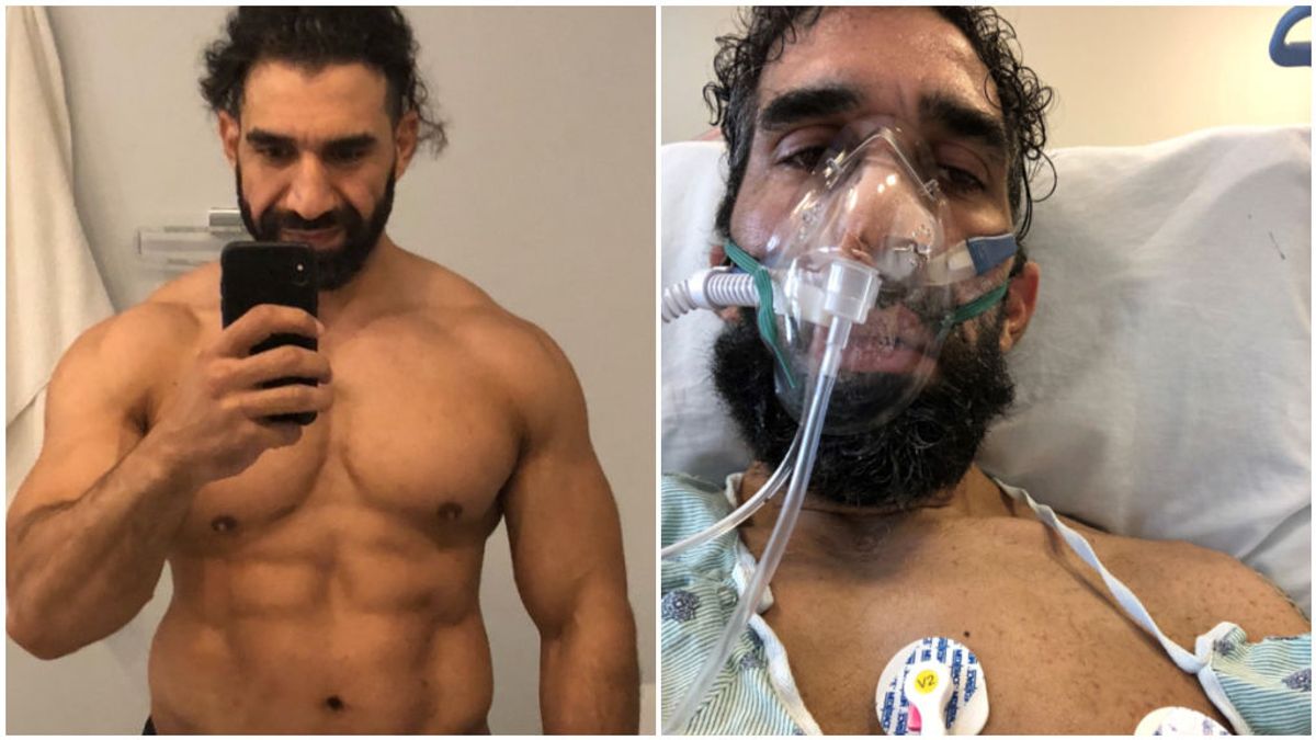 Ahmad Ayyad, con el respirador en el hospital. Ahmad Ayyad, con el respirador en el hospital.