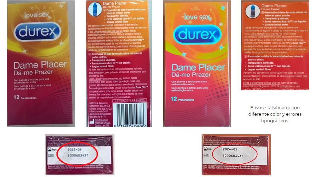 Comparación entre los preservativos originales y los falsificados