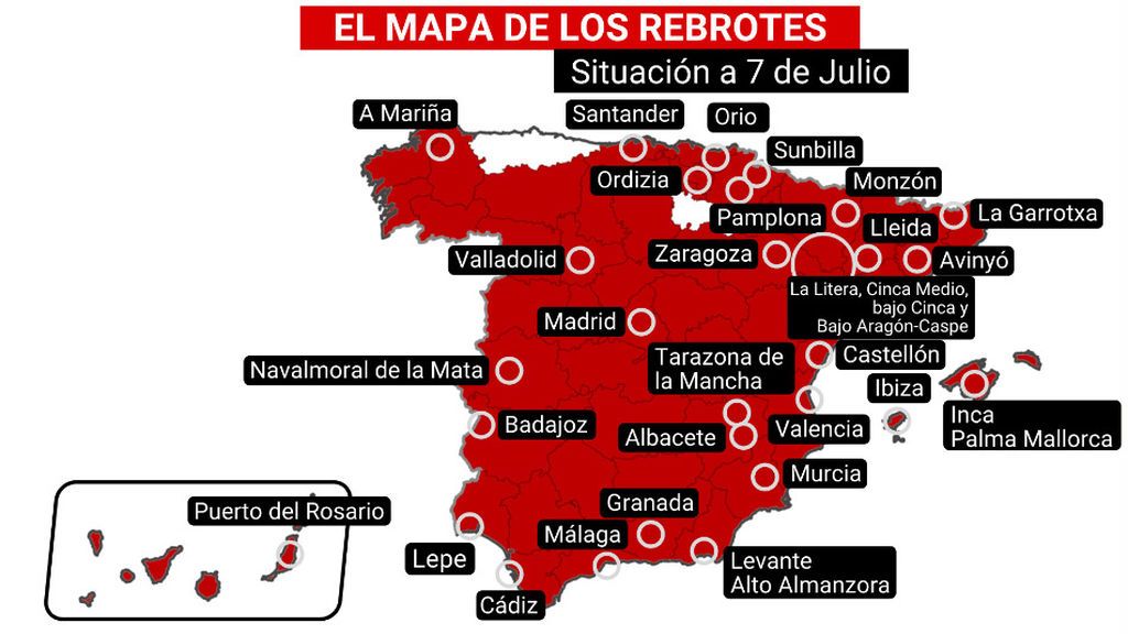 El mapa de los rebrotes en España: 15 comunidades ...