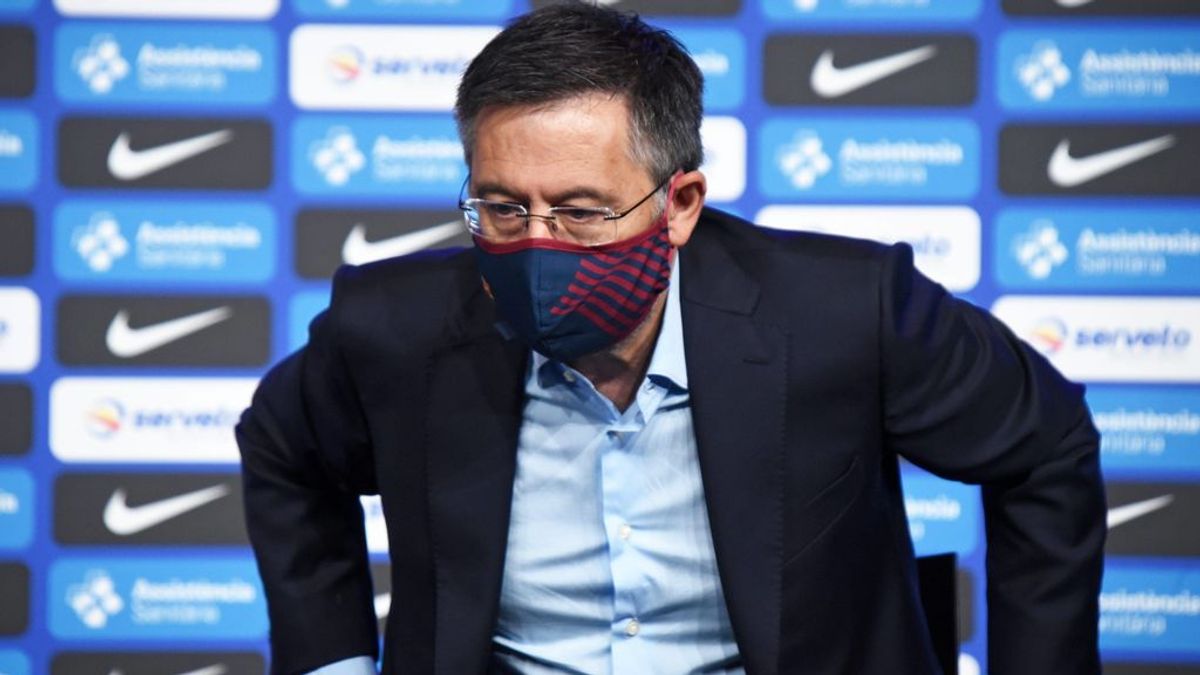 Bartomeu, en una rueda de prensa tras el coronavirus. Bartomeu, en una rueda de prensa tras el coronavirus.