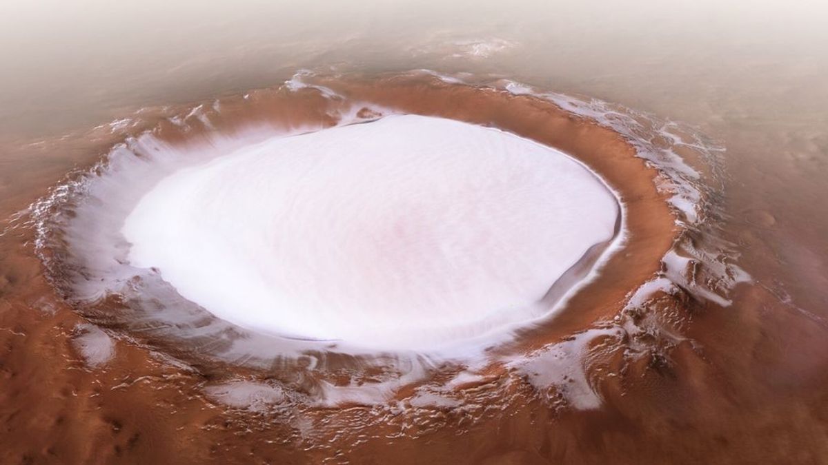 Cráter Korolev: paseo a vista de pájaro sobre el agujero helado de Marte