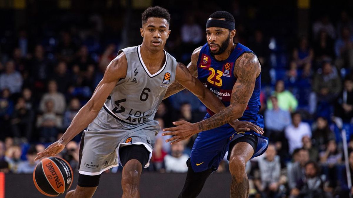 Un partido de Euroliga entre el Barcelona y el ASVEL. Un partido de Euroliga entre el Barcelona y el ASVEL.