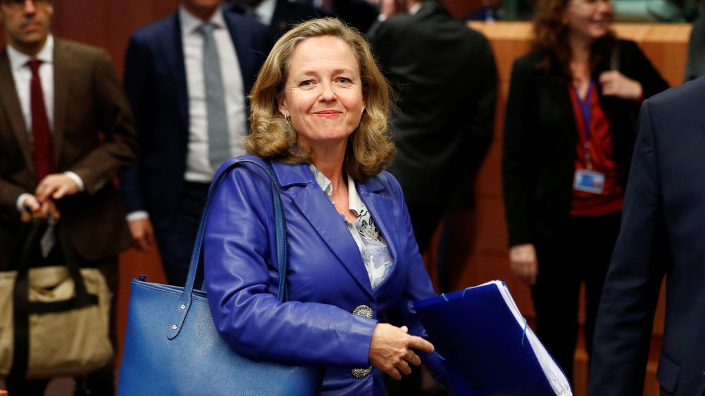 Nadia Calviño,  en la reunión del eurogrupo en mayo de 2019