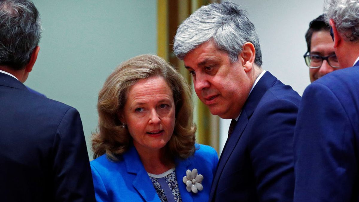 Nadia Calviño con Mario Centeno, en la reunión del eurogrupo de julio de 2019 Nadia Calviño con Mario Centeno, en la reunión del eurogrupo de julio de 2019