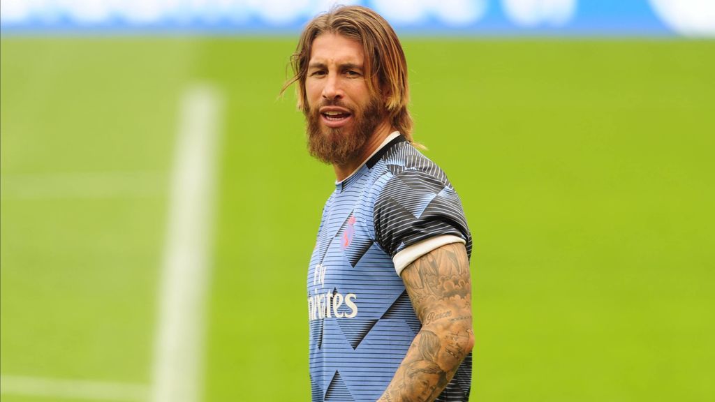 Sergio Ramos, antes de un partido con el Real Madrid.