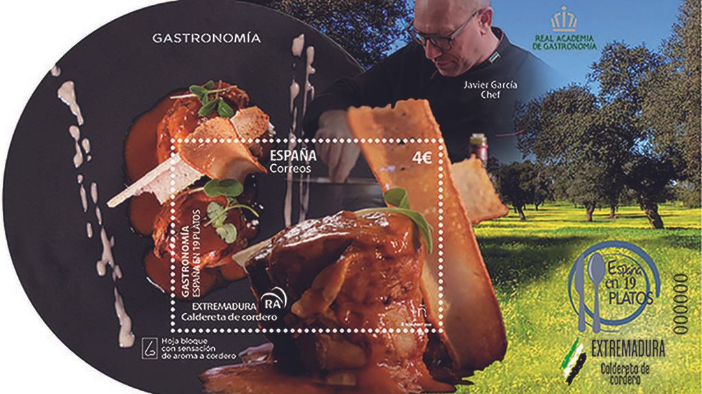 Para chuparse los sellos: Correos lanza una serie de sellos con olores y sabores a cordero, fabada o gazpacho
