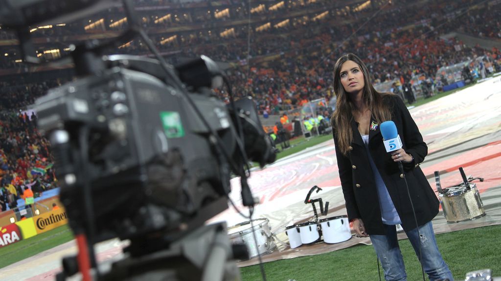 Sara Carbonero trabajando durante el Mundial de 2010