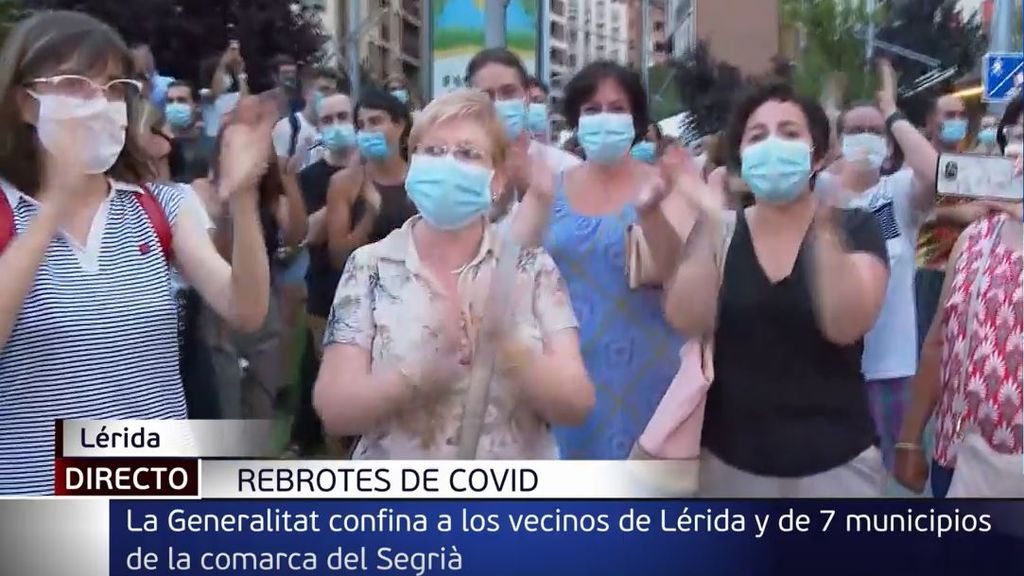 Unas 300 concentrados en Lleida contra el confinamiento de varios municipios