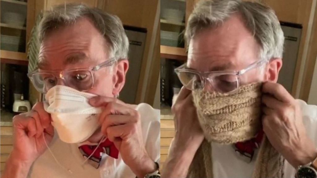 "Si no puedes apagar la vela, la mascarilla te protege": el experimento de Bill Nye que han visto millones de personas