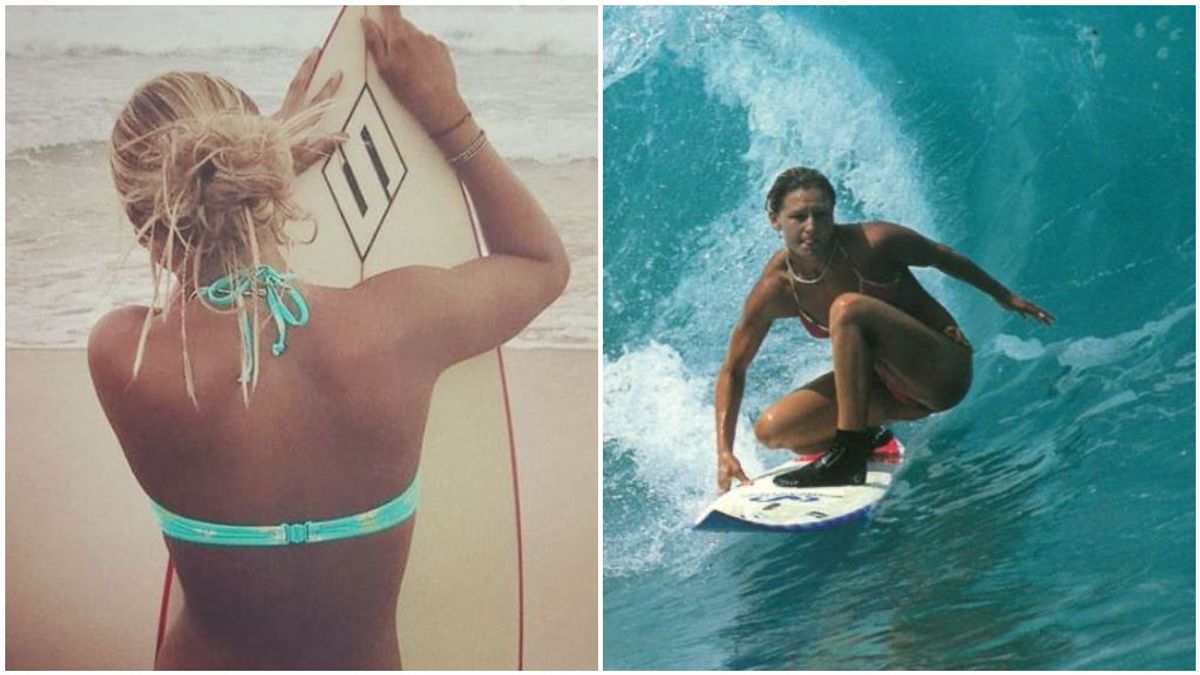 Carmen Greentree, en su época como profesional del surf. Carmen Greentree, en su época como profesional del surf.