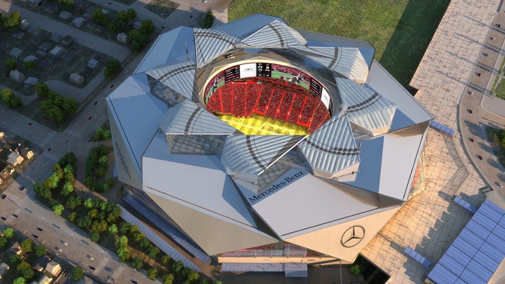 vista aérea del Mercedes-Benz Stadium de la NFL