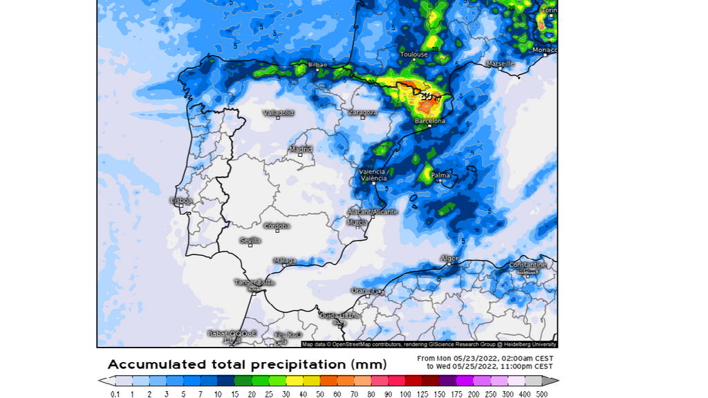 Acumulación de precipitación hasta el miércoles 25