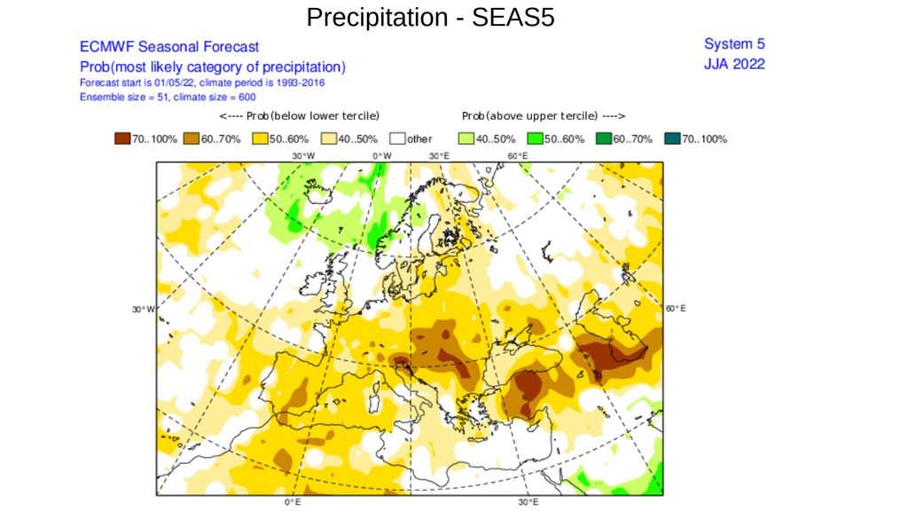 Anomalía de la precipitación prevista para el mes de junio 2022