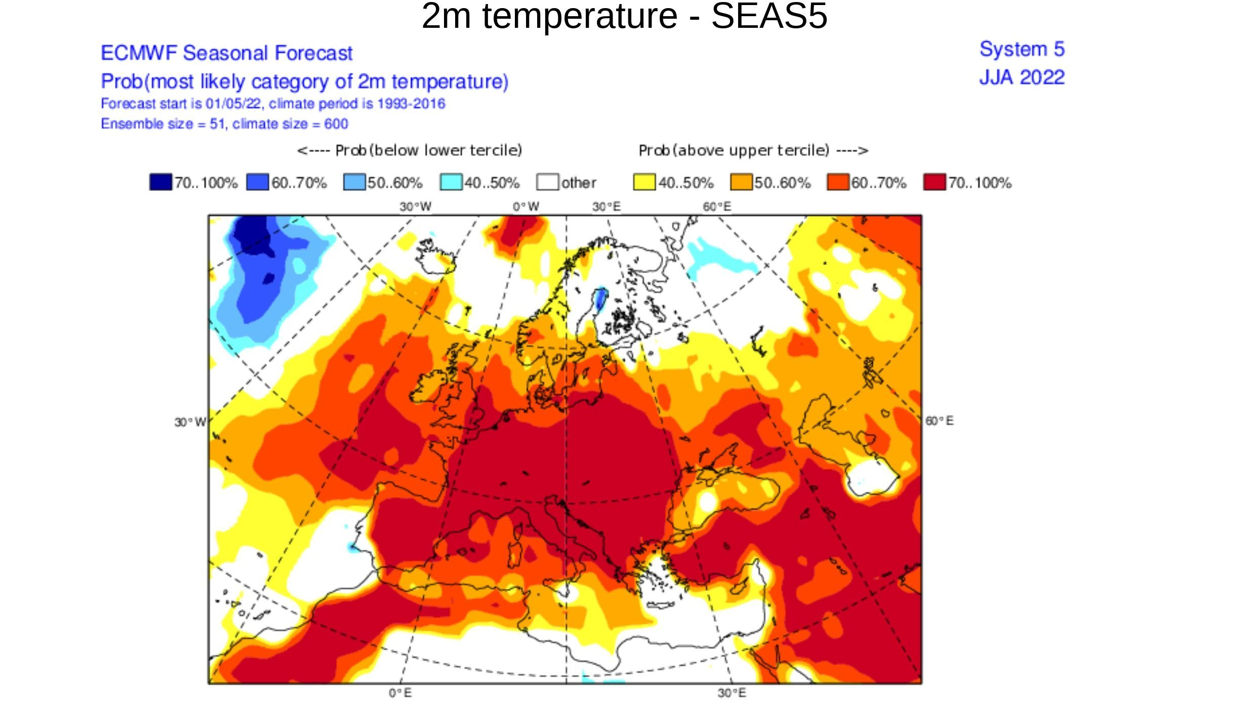 Anomalía de la temperatura prevista para junio