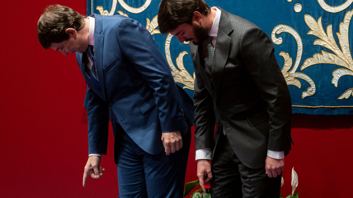 El presidente de Castilla y León, Alfonso Fernández Mañueco, junto a su vicepresidente de Vox, Juan García-Gallardo El presidente de Castilla y León, Alfonso Fernández Mañueco, junto a su vicepresidente de Vox, Juan García-Gallardo