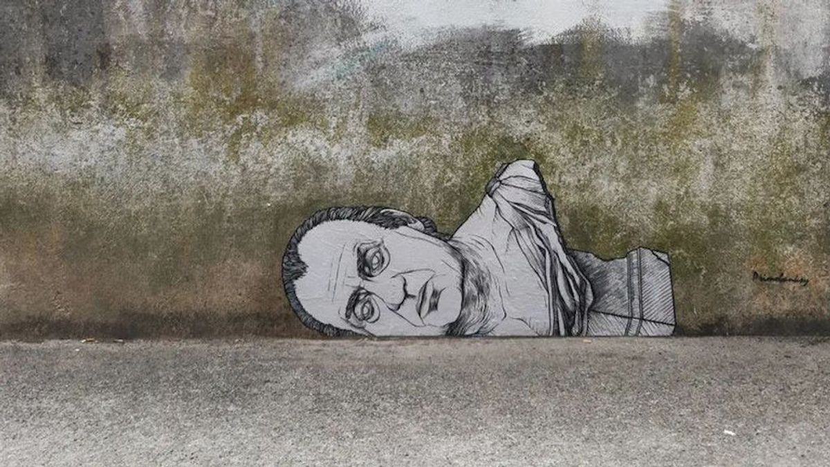 La intervención de Primo Banksy, en la rúa de Sar de Santiago de Compostela.