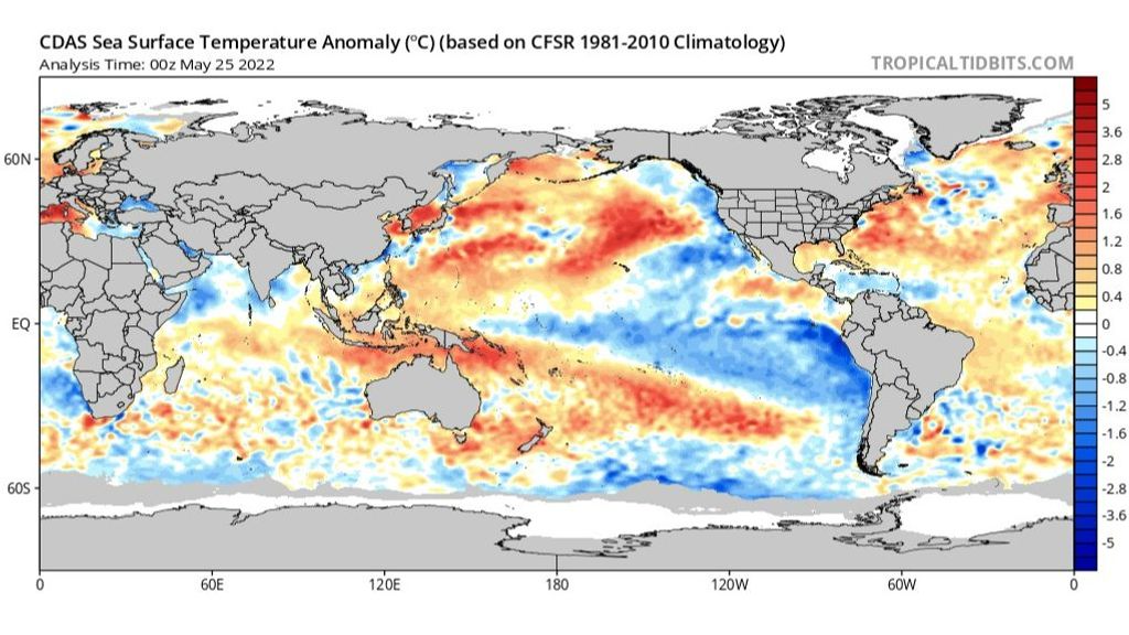 Anomalía de la temperatura superficial del océano
