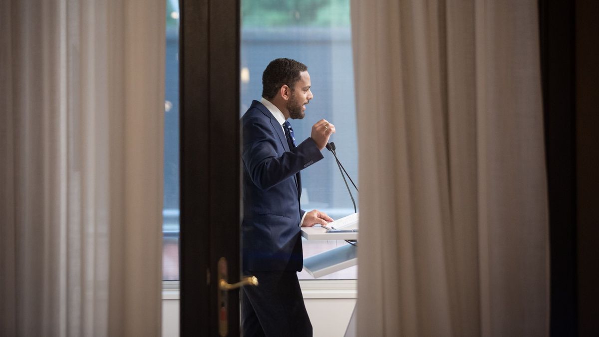 El líder de Vox en Catalunya, Ignacio Garriga, en rueda de prensa El líder de Vox en Catalunya, Ignacio Garriga, en rueda de prensa