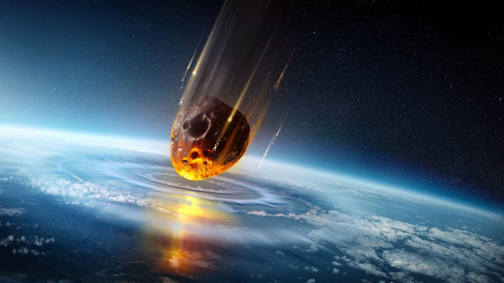 Ilustración del impacto de un meteorito en la Tierra