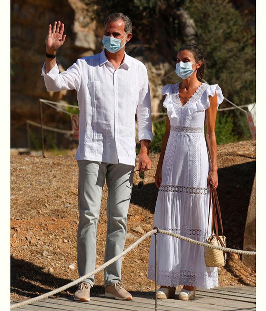 Spanish King Felipe VI and Queen Letizia Ortiz at Monographic Museum and Necropolis of "Puig des Molins" during a visit to Ibiza on occasion of their stay on Balearic islands in Ibiza on Monday, 17 August 2020.