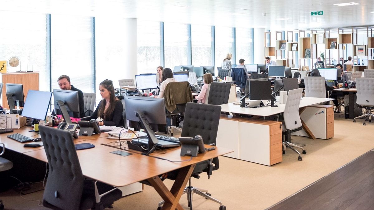 Trabajadores en un oficina Trabajadores en un oficina