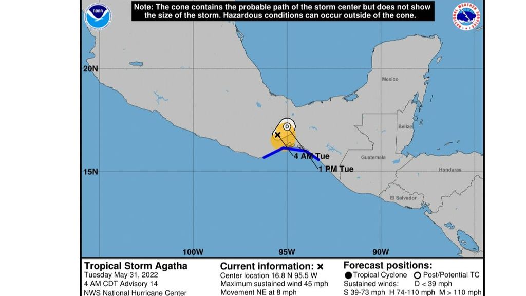 Alerta en el sur de México por el huracán Agatha, degradado a tormenta tropical